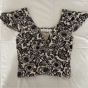 Midnight Sky Black Floral Twist Crop Top